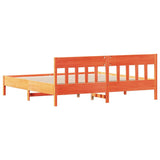 Bed frame without mattress brown wax 200x200cm solid pine wood