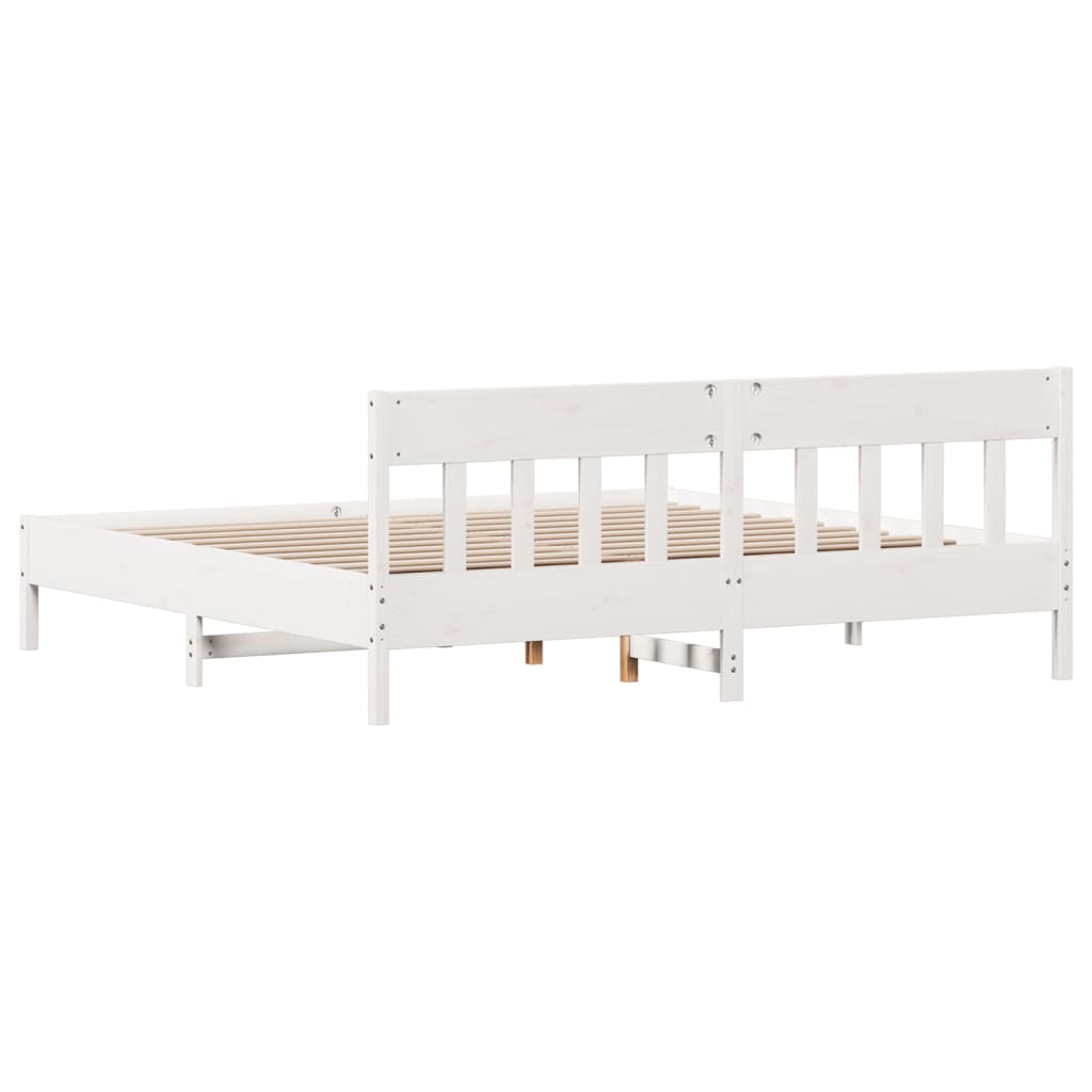 Cadre de lit sans matelas blanc 180x200 cm bois massif de pin