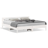 Cadre de lit sans matelas blanc 200x200 cm bois massif de pin