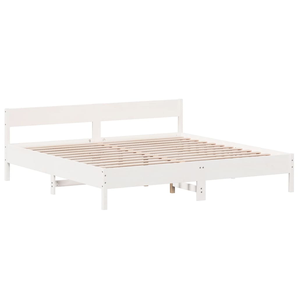 Cadre de lit sans matelas blanc 200x200 cm bois massif de pin