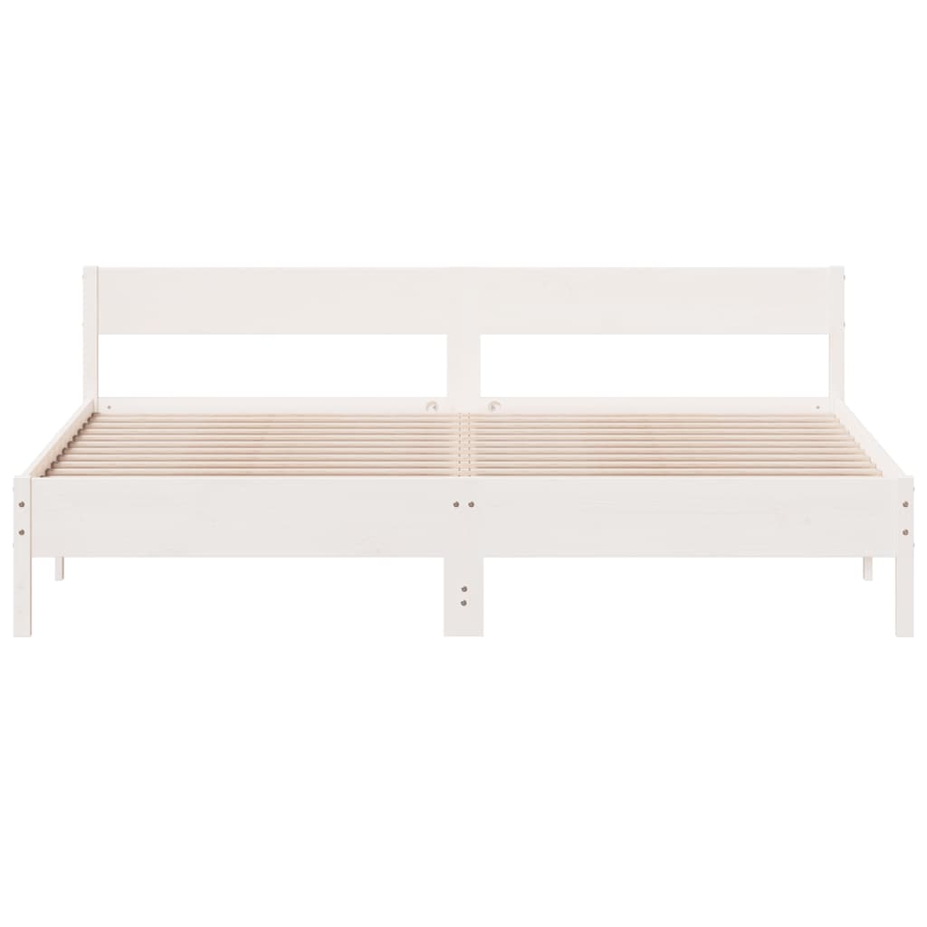 Cadre de lit sans matelas blanc 200x200 cm bois massif de pin