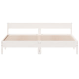 Cadre de lit sans matelas blanc 200x200 cm bois massif de pin