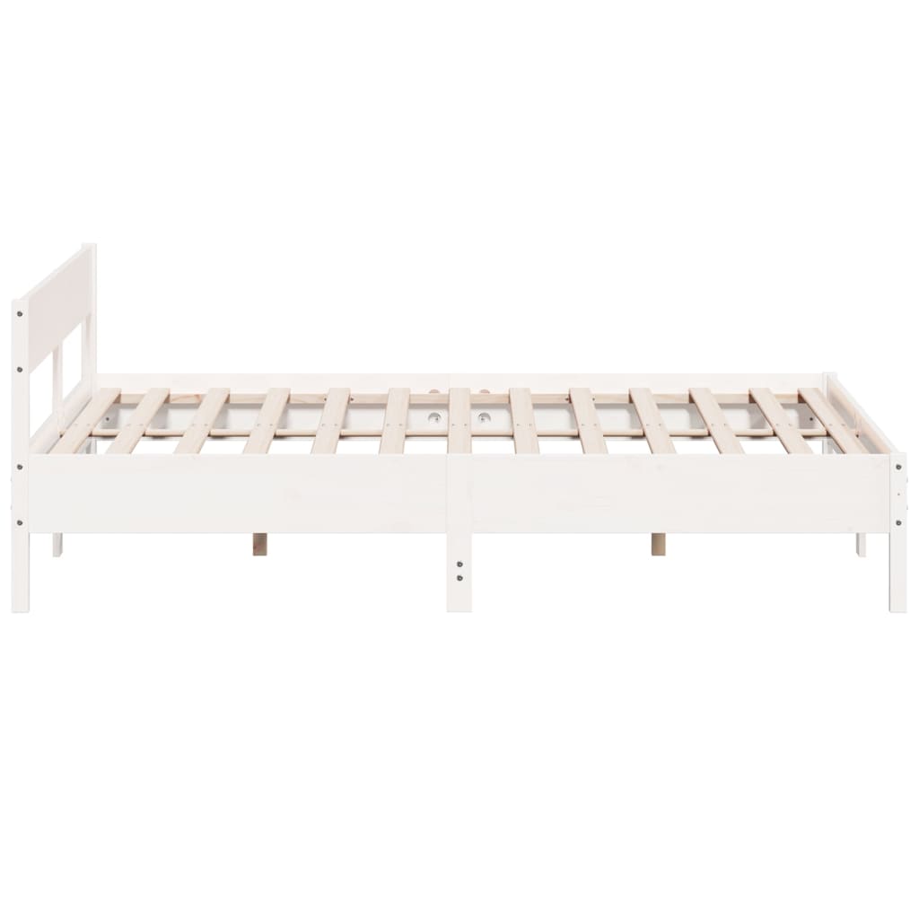 Cadre de lit sans matelas blanc 200x200 cm bois massif de pin