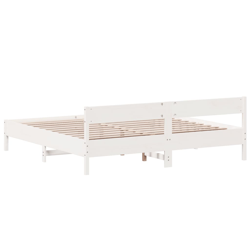 Cadre de lit sans matelas blanc 200x200 cm bois massif de pin