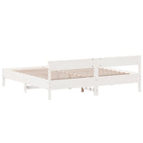 Cadre de lit sans matelas blanc 200x200 cm bois massif de pin