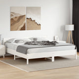 Cadre de lit sans matelas blanc 200x200 cm bois massif de pin