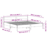 Bed frame without mattress brown wax 200x200cm solid pine wood