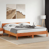 Bed frame without mattress brown wax 200x200cm solid pine wood