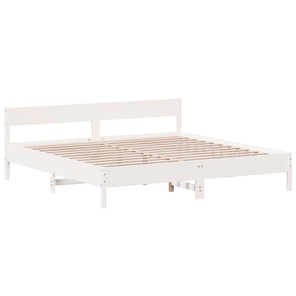 Cadre de lit sans matelas blanc 180x200 cm bois massif de pin