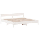 Cadre de lit sans matelas blanc 180x200 cm bois massif de pin