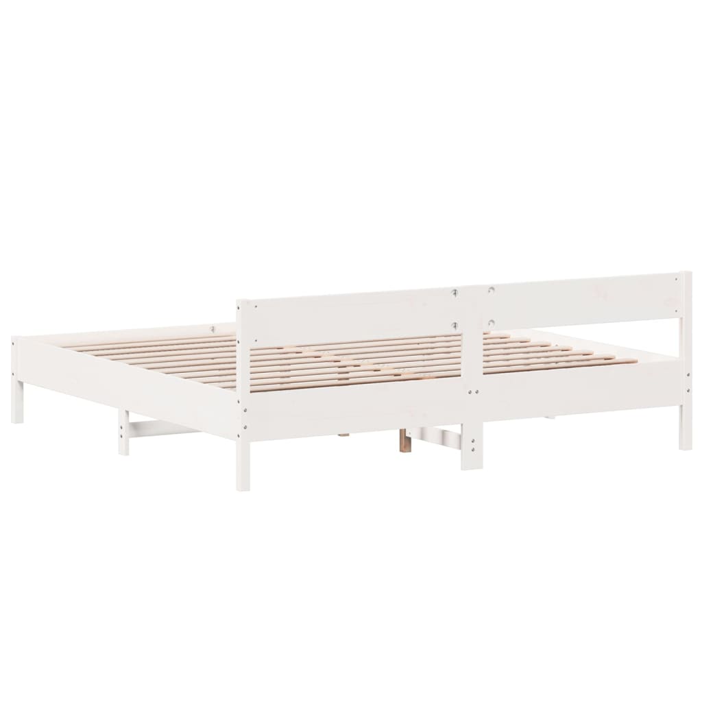 Cadre de lit sans matelas blanc 180x200 cm bois massif de pin