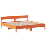 Cadre de lit sans matelas cire marron 180x200cm bois pin massif