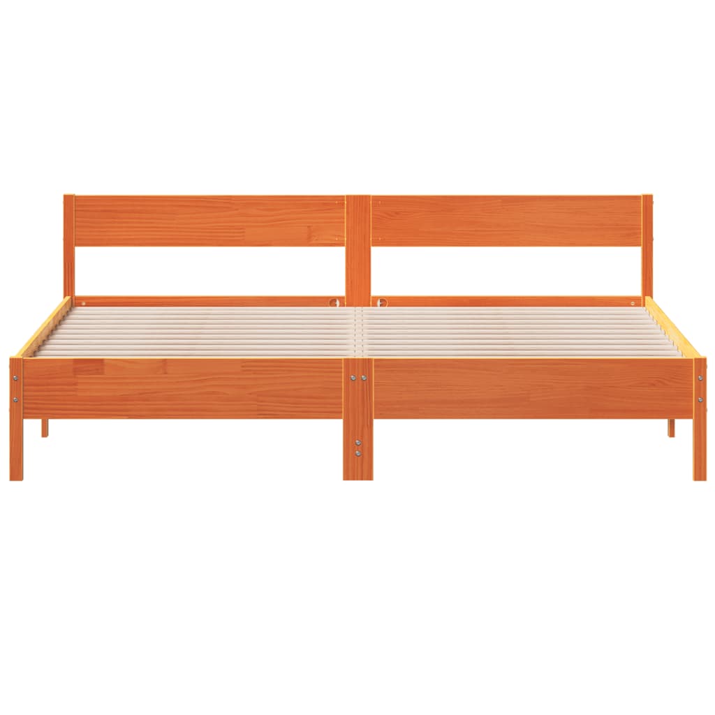 Cadre de lit sans matelas cire marron 180x200cm bois pin massif