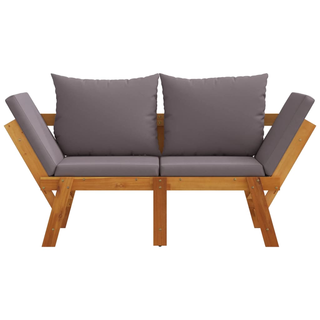 Banc de jardin avec coussins 2 en 1 bois d'acacia massif