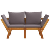 Banc de jardin avec coussins 2 en 1 bois d'acacia massif