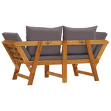 Banc de jardin avec coussins 2 en 1 bois d'acacia massif