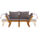 Banc de jardin avec coussins 2 en 1 bois d'acacia massif