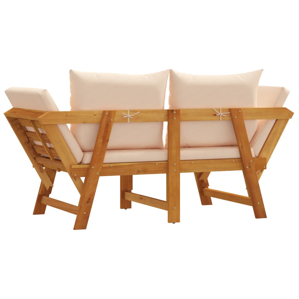 Banc de jardin avec coussins 2 en 1 bois d'acacia massif