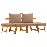 Banc de jardin avec coussins 2 en 1 bois d'acacia massif