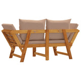 Banc de jardin avec coussins 2 en 1 bois d'acacia massif