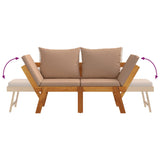 Banc de jardin avec coussins 2 en 1 bois d'acacia massif