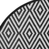 Tapis d'extérieur blanc et noir Ø120 cm PP