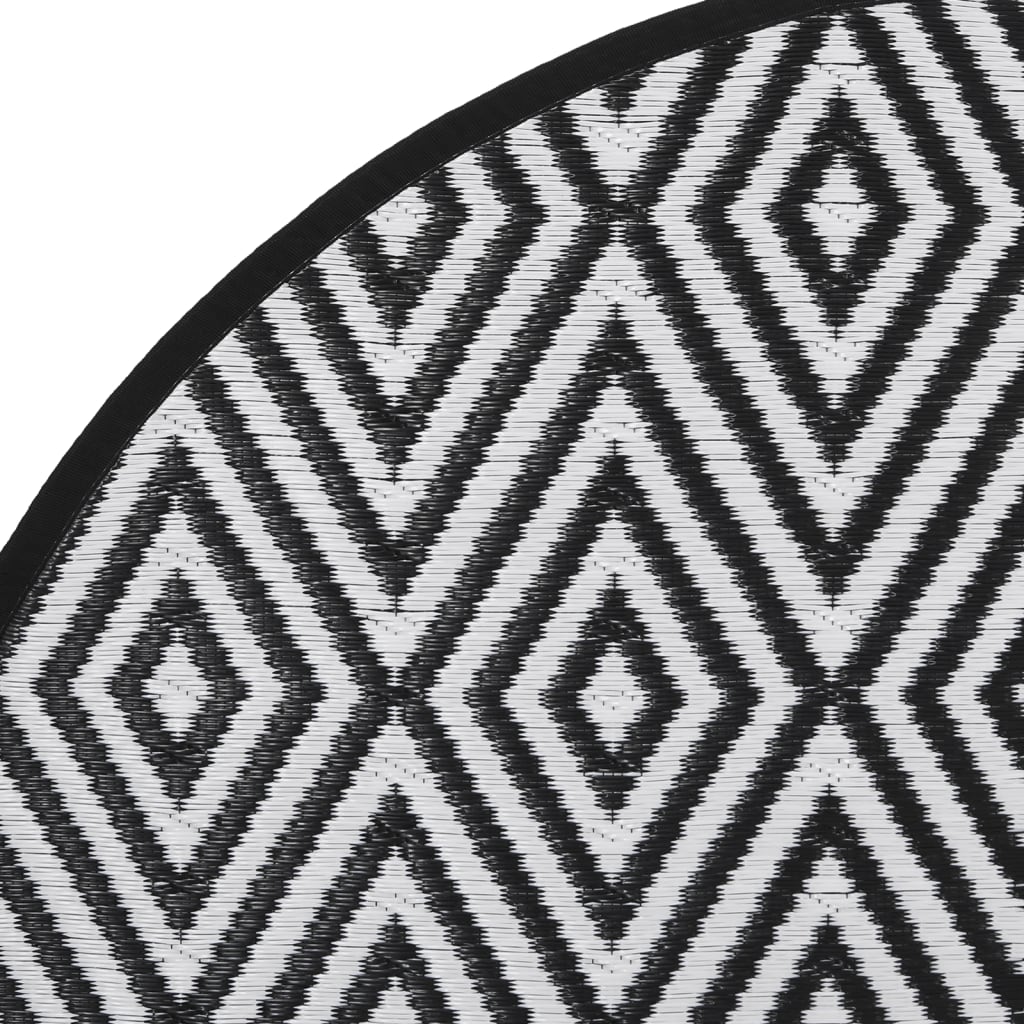 Tapis d'extérieur blanc et noir Ø160 cm PP