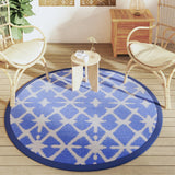 Blau-weißer Outdoor-Teppich Ø160 cm PP