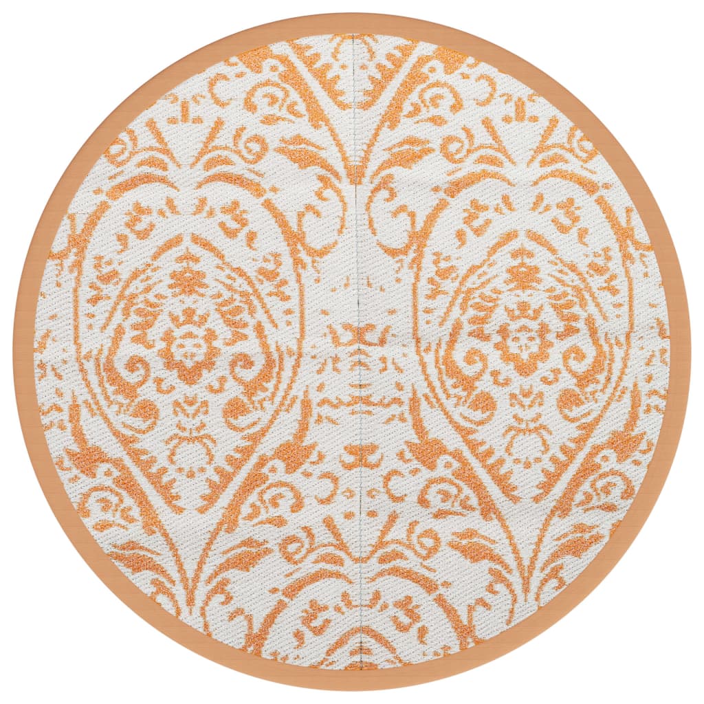 Tapis d'extérieur orange et blanc Ø120 cm PP