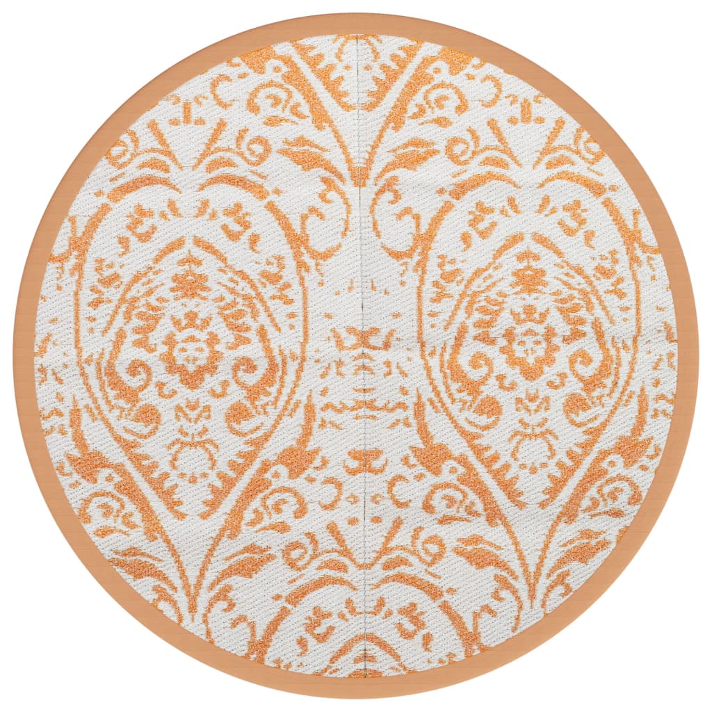 Tapis d'extérieur orange et blanc Ø160 cm PP