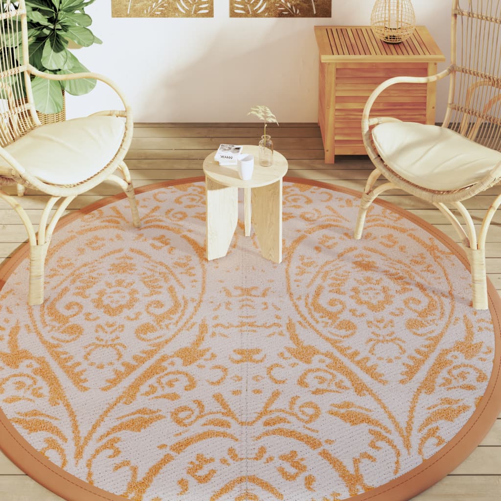 Tapis d'extérieur orange et blanc Ø200 cm PP