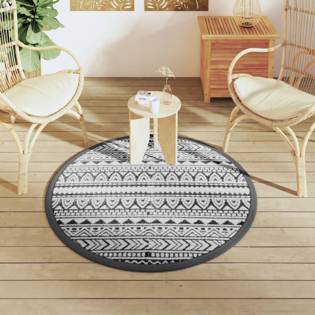 Tapis d'extérieur noir Ø120 cm PP