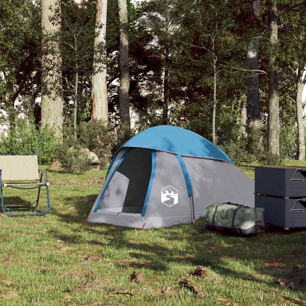 Tente de camping à dôme 1 personne bleu imperméable