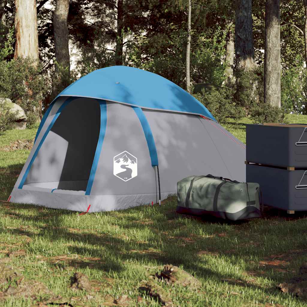 Tente de camping à dôme 1 personne bleu imperméable