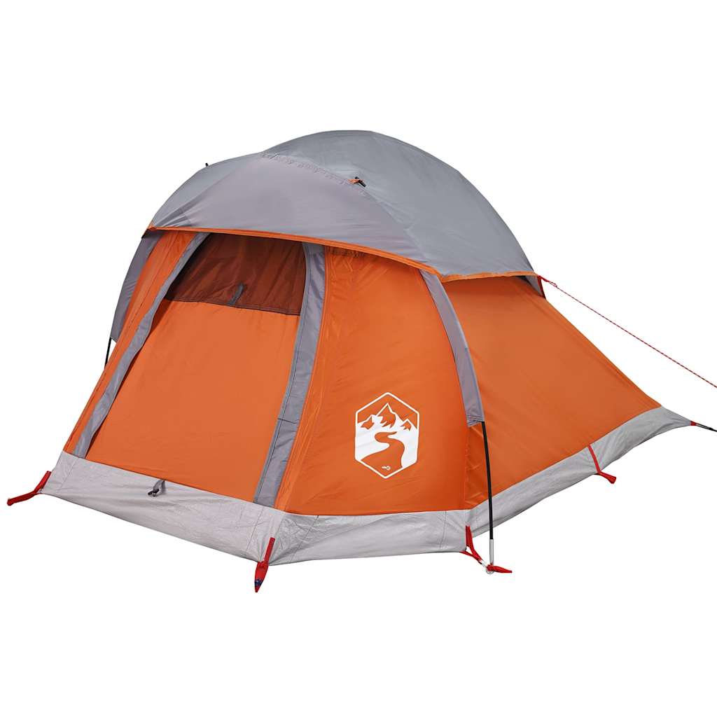 Tente de camping à dôme 1 personne gris et orange imperméable