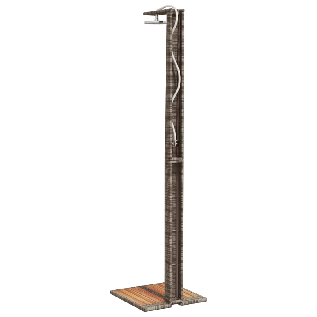 Douche d'extérieur gris 50x55x224 cm résine tressée bois acacia