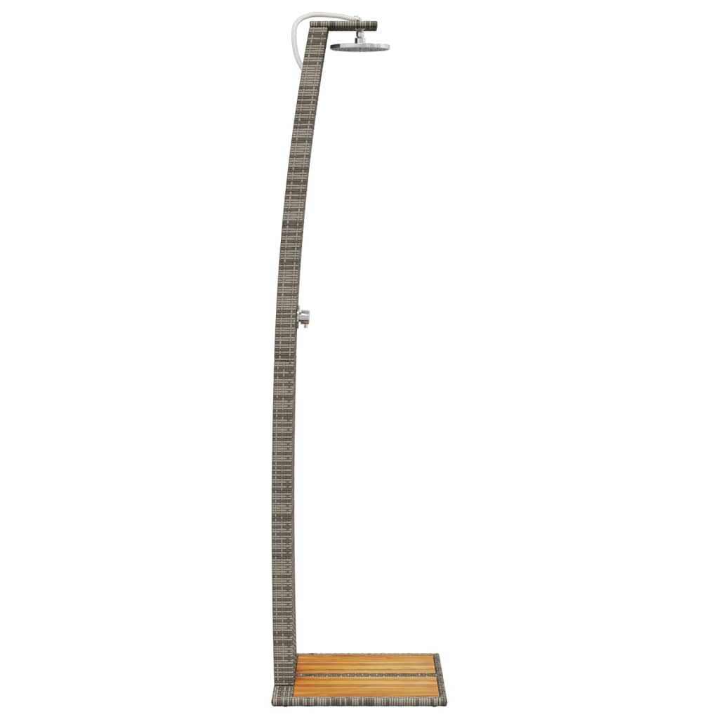 Douche d'extérieur gris 55x60x224 cm résine tressée bois acacia