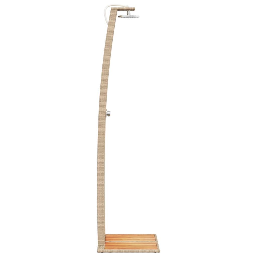 Douche d'extérieur beige 55x60x224cm résine tressée bois acacia