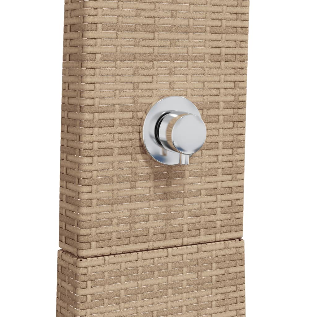 Douche d'extérieur beige 55x60x224cm résine tressée bois acacia