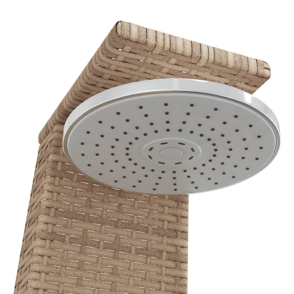 Douche d'extérieur beige 55x60x224cm résine tressée bois acacia