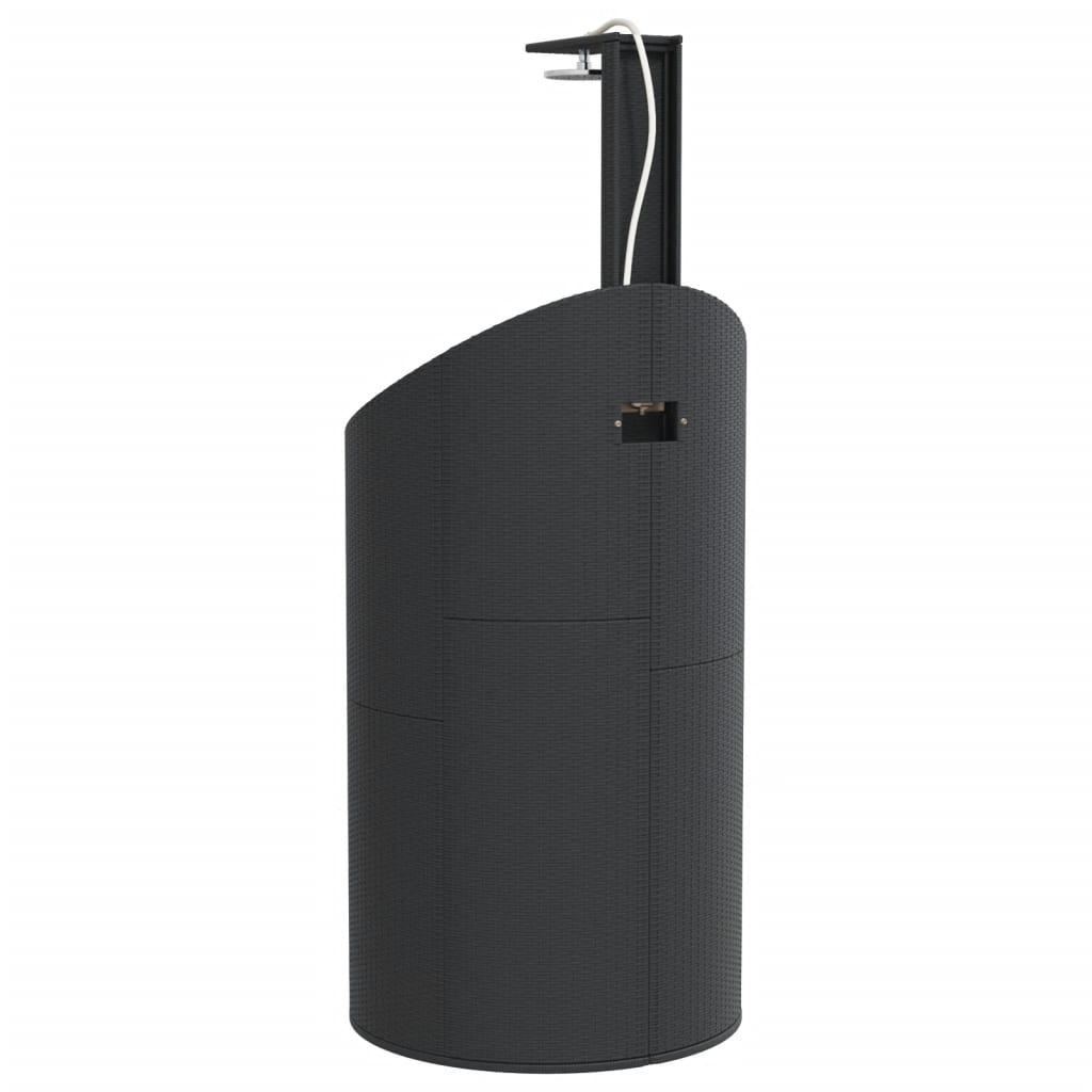 Douche d'extérieur noir 100x100x241,5 cm poly rotin bois acacia