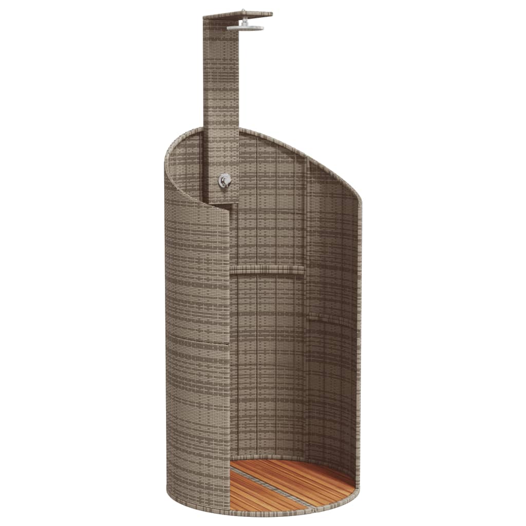 Douche d'extérieur gris 100x100x241,5 cm poly rotin bois acacia