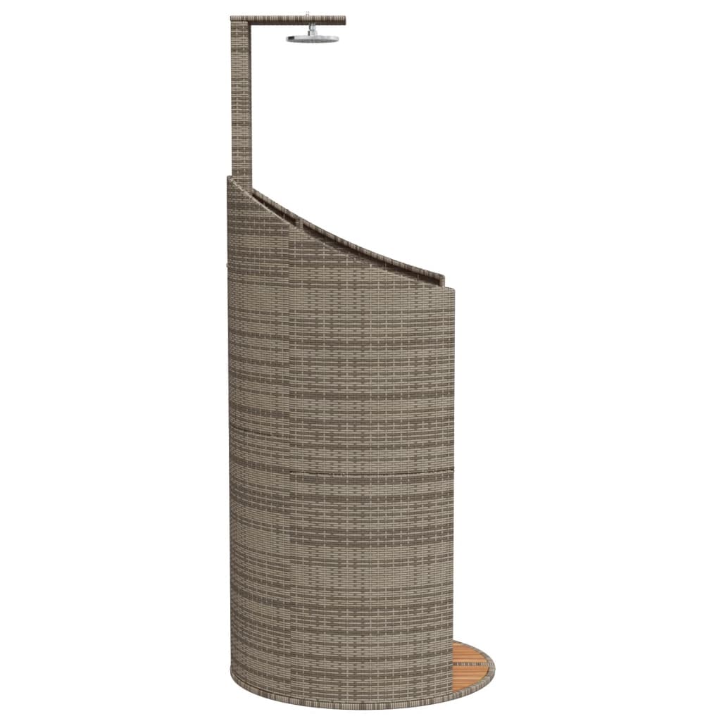 Douche d'extérieur gris 100x100x241,5 cm poly rotin bois acacia