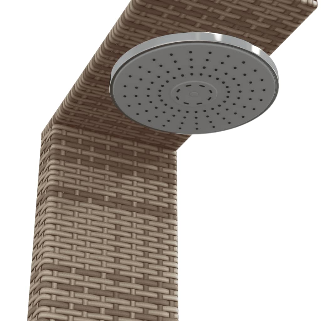 Douche d'extérieur gris 100x100x241,5 cm poly rotin bois acacia