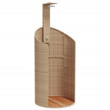 Douche d'extérieur beige 100x100x241,5cm poly rotin bois acacia