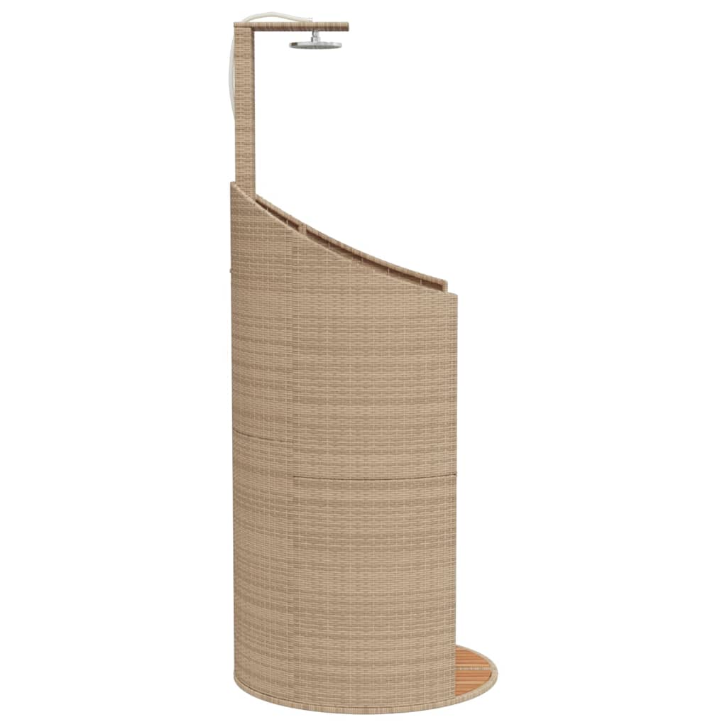 Douche d'extérieur beige 100x100x241,5cm poly rotin bois acacia