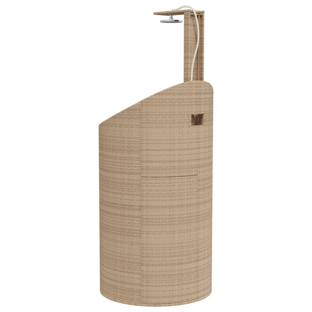 Douche d'extérieur beige 100x100x241,5cm poly rotin bois acacia