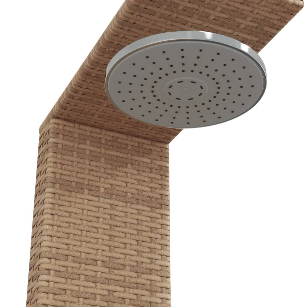 Douche d'extérieur beige 100x100x241,5cm poly rotin bois acacia