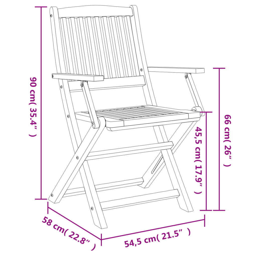 Chaises pliables de jardin lot de 4 bois massif d'acacia