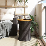 Table d'appoint de jardin forme tambour noir rotin bois massif